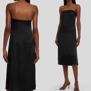 ANINE BING - Megan Strapless Silk Satin Midi Dress Sz Xtra Small